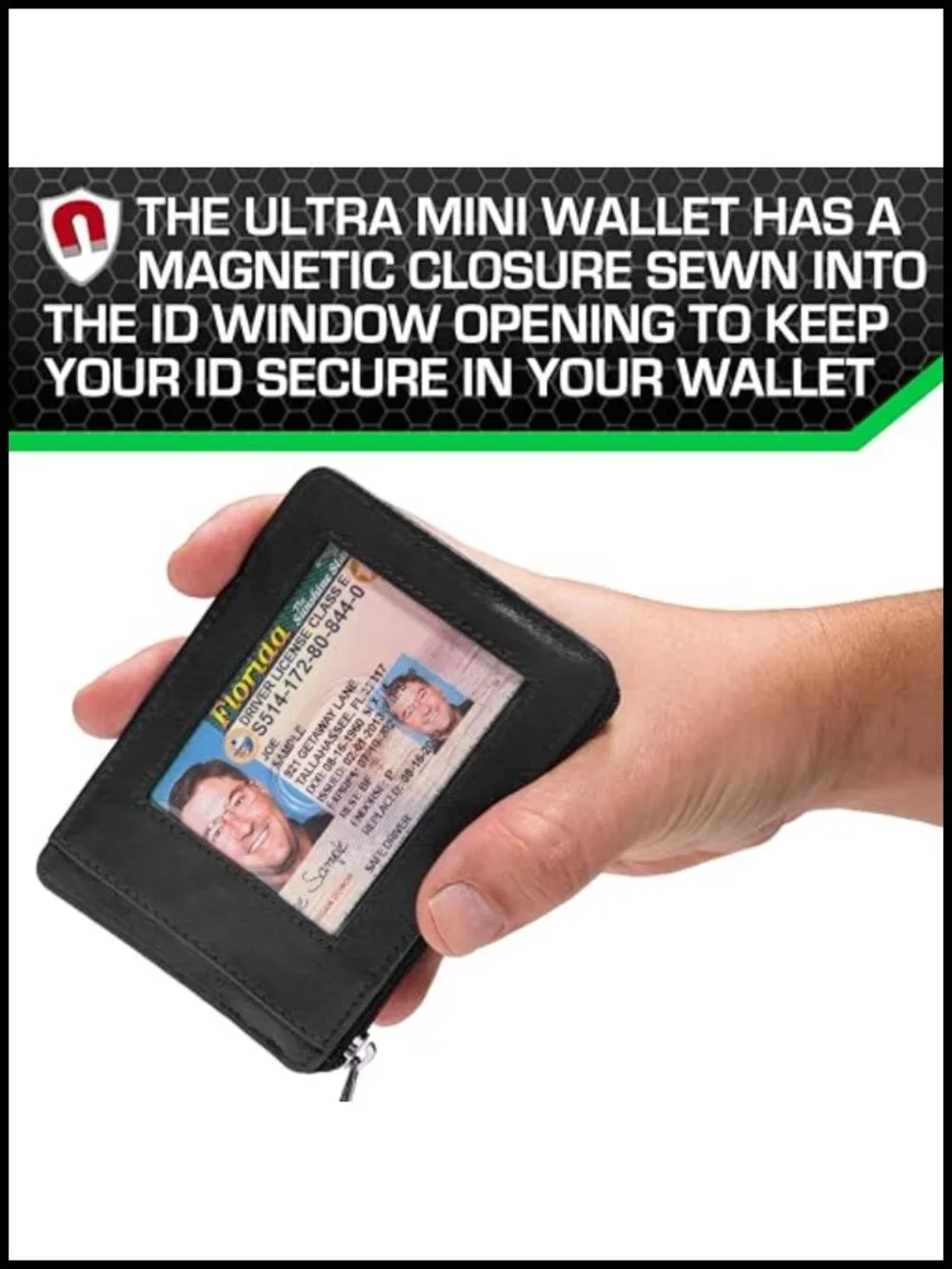 Genuine Leather RFID Front Pocket Wallet Minimalist Slim with Zipper
